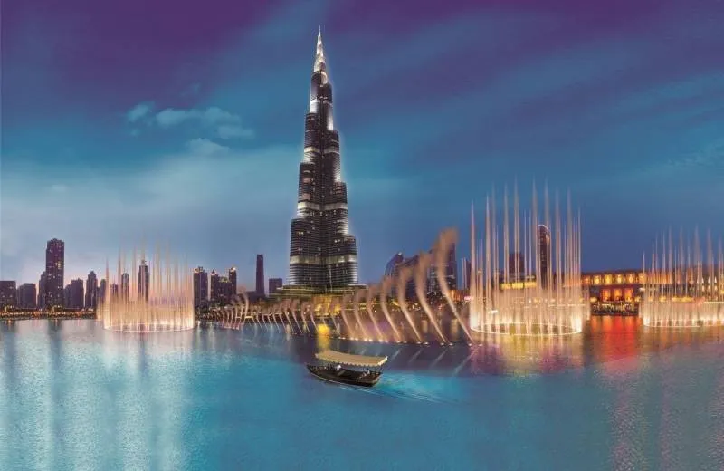 Boat ride under the Burj Khalifa tower in Downtown Dubai