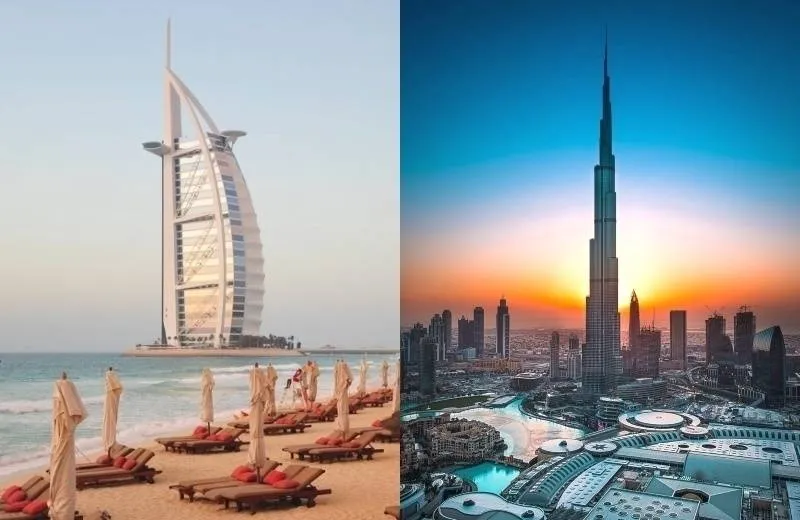 2 symbols of Dubai: Burj Al Arab and Burj Khalifa